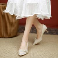 朴尼斯 Pounise 女士单鞋 高跟鞋细跟珍珠装饰婚鞋伴娘鞋