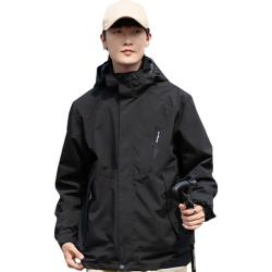 回力 冲锋衣男女三合一户外防风防水登山服抓绒衣可拆卸夹克外套黑色 黑色（男） XL/175（125-145斤）男
