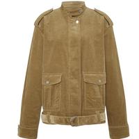 MO&Co. 夹克2025秋灯芯绒工装外套波嬉风立领附腰带MBE3JKTT06 浅卡其色 S /160