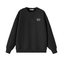 SPAO韩国同款高街潮牌圆领男士卫衣冬季重磅百搭宽松外套SPWY25SY13LD 黑#SP标贴字 L