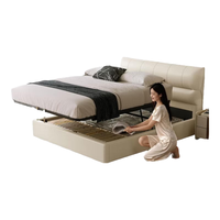 顾家家居现代简约牛皮软床高脚/储物卧室大床双人床皮艺床8566 【玉脂白】高脚款 2*2.2米