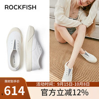 RockFish 防泼水一脚蹬渔夫鞋女软底2024春季懒人女鞋单鞋 条纹白 38