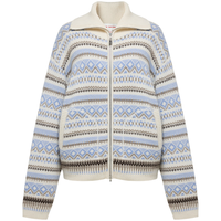 EP雅莹2025女装 牦牛绒羊绒羊毛混纺民族风拉链开衫毛衣9158A 蓝色 S