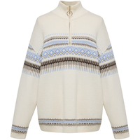 EP雅莹2025女装 牦牛绒羊绒羊毛混纺民族几何提花毛衣9519A 白色 XL