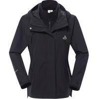 伯希和（Pelliot）冲锋衣男女外套三合一春秋户外抓绒可拆卸夹克防水登山服 【女款】曜石黑 S