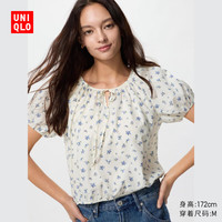 优衣库女装棉府绸衬衫/短袖衬衣空调衫通勤481016 01 乳白色 S /155/80A