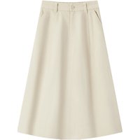 森马（Semir）半身裙女磨毛纯色A字长裙百搭秋季纯棉宽松伞裙显瘦101524120007 浅卡其50356 XL