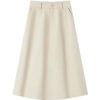 森马（Semir）半身裙女磨毛纯色A字长裙百搭秋季纯棉宽松伞裙显瘦101524120007 浅卡其50356 M