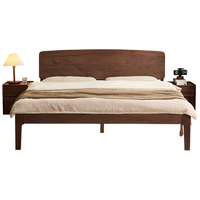 全友家居北欧风黑胡桃木实木悬浮床1.8x2米主卧室双人多功能高脚大床 【山毛榉铺板】高脚高铺 | 床+床头柜*2+薄床垫 1.8x2米【FAS级黑胡桃木+0贴片】