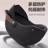 萨维朗 复古头盔黑棕1 电动车头盔 3C认证-雅黑 帽檐+防晒内镜