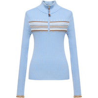 EP雅莹2025秋装女装 高支纯羊毛几何提花高领针织毛衣9523A 蓝色 XL