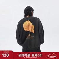 CHINISM【商场同款】CH赤尘 趣味印花奶酪圆领卫衣男冬季加绒保暖上衣
