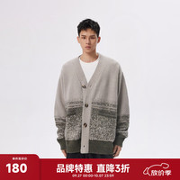 CHINISM【黑水系列】CH赤尘渐变撞色V领针织开衫男士秋冬季保暖毛衣外套