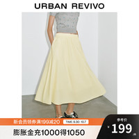 UR2025秋季女装简约休闲松紧腰超宽松A字半裙UWB550001 米黄 L (XL-XXL)