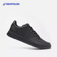 DECATHLON 迪卡侬 板鞋男秋透气低帮仿皮休闲鞋防泼水小白鞋黑色运动鞋5411497
