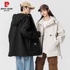 pierre cardin 皮尔·卡丹 皮尔卡丹春秋季连帽宽松版冲锋衣潮流夹克外套 黑色 M