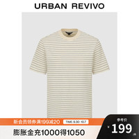 UR2025秋季男装简约休闲撞色条纹短袖T恤UMF450126 米黄条纹 XS
