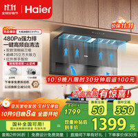 海尔 Haier 抽油烟机 顶侧双吸25风量大吸力 顶侧双腔三吸 挥手智控自清洁 20%油烟机EC970