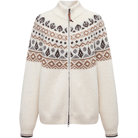 EP雅莹25女装 牦牛绒民族风提花针织拉链毛衣开衫9132A 米色 XL