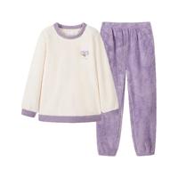 国家补贴：都市丽人 女士睡衣套装纯色圆领米粒绒