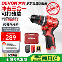 大有 DEVON 12V无刷锂电钻 5209单电2.0标充豪华塑盒