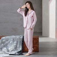 都市丽人 COSMO LADY休闲睡衣春秋季纯棉长袖一男一女开衫简约家居服套装 9552女-QM XL