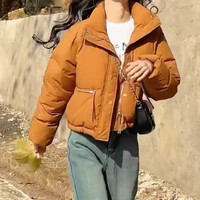 白鸭绒羽绒服女短款冬季2024新款韩版宽松加厚小个子面包服外套
