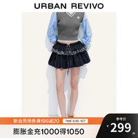 UR2025秋季女装潮流拼接蛋糕蓬蓬超短款半裙UYV550059 藏青 (偏短有内衬) XXS