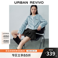 UR【HOT】2025冬季女装休闲贴标毛绒短款皮草UYY150042 灰蓝 S