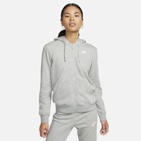 Nike耐克女子薄绒休闲卫衣秋季针织连帽衫拼接易穿脱刺绣DQ5472 063调色暗灰/白 XL