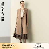 颜域驼色简约大气风衣女2025秋冬装通勤修身长款气质外套大衣 驼色 L