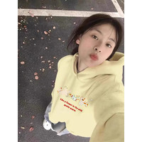 LDBE重磅连帽卫衣女秋冬2025小个子高级感慵懒风宽松外套设计感潮 黄色【秋冬加绒】 3XL(140-170)