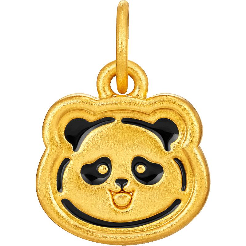 明牌珠宝足金硬金黄金熊猫明明盟主明明吊坠女ASY0668定价 黄金吊坠 约0.70-0.73克