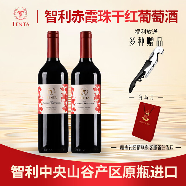 天帕 智利中央山谷原瓶赤霞珠干红葡萄酒750ml中秋 两支装
