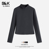 Baleno 班尼路 S&K系列 薄绒打底衫 深灰#纯色
