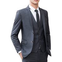 红蜻蜓 RED DRAGONFLY西服男外套商务修身西装外套应聘工作职业正装伴郎服新郎结婚礼服 灰色 XL 【105-115斤】
