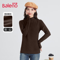 班尼路（Baleno）打底衫女装秋冬内外搭半高领长袖透气德薄绒保暖上衣服女9.3 深咖#纯色 【薄绒保暖】 S