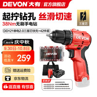 大有 DEVON 12V无刷锂电钻手电钻5209电动螺丝刀起子机50Nm口袋钻家用冲击钻 5209 双电2.0快充+塑盒