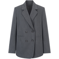 衣香丽影卡其色休闲西装外套女2025年秋装高级感羊毛混纺西服 灰色 S