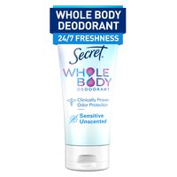 Secret 全身除臭膏,无香型,无铝除臭膏,72 小时防异味,3 盎司