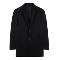 才子 TRIES【夹棉】男士毛呢大衣中长款西服领春秋保暖侧边口袋商务休闲外套 黑色 M 165/84Y