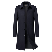 罗蒙【绵羊毛】羊毛呢大衣男士秋冬中长款外套休闲保暖爸爸装呢子大衣 190 深灰