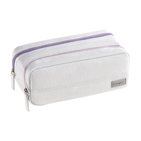 国誉 Campus办公双拉链大容量分区收纳笔袋初中高中考研文具袋浅紫单个装WSG-PC333LV