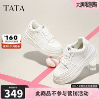 他她(TATA)孙乐言同款女鞋小白鲸鞋子厚底透气板鞋小白鞋增高休闲鞋 香草牛奶-WH701 36