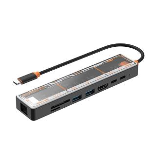 Gopala Type-c扩展坞透明拓展坞 百兆网口+HDMI+USB 八合一
