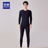 罗蒙(ROMON)含羊绒圆领保暖内衣套装2024秋冬含桑蚕丝亲肤款秋衣秋裤 7N466007黑色【男款】 2XL