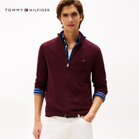 TOMMY HILFIGER【纯色立领】秋冬男装商务通勤休闲青年针织夹克开衫外套 【通勤合身】红色XIH XS (:120斤以下)