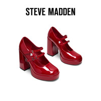 STEVE MADDEN 史蒂夫·马登 春晚同款厚底思美登CABERNET红色玛丽珍高跟鞋