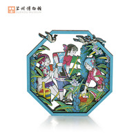 苏州博物馆 芝麻花开 木刻年画系列木质冰箱贴 8x8cm 创意记事磁贴