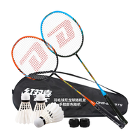 红双喜羽毛球拍2支装双拍家庭娱乐初学训练级羽拍套拍已穿线 深凹槽耐打比赛羽拍双拍 EG2000